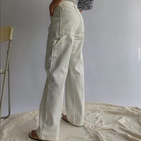 Yes Style Straight Cut Boyfriend Jeans Off-White Size Small - Picture 3 of 6